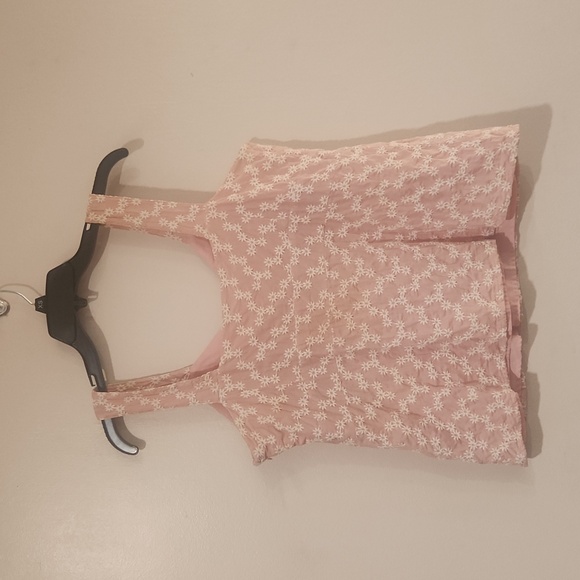 Women's sleeveless pink camisole tank top with embroidered white flowers size xl - Picture 2 of 7